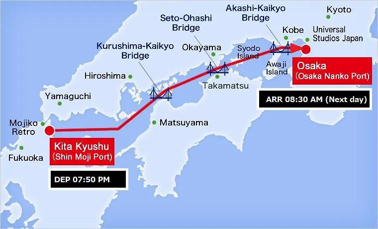 ホテル 名門大洋フェリー北九州新門司港発－大阪南港行２便